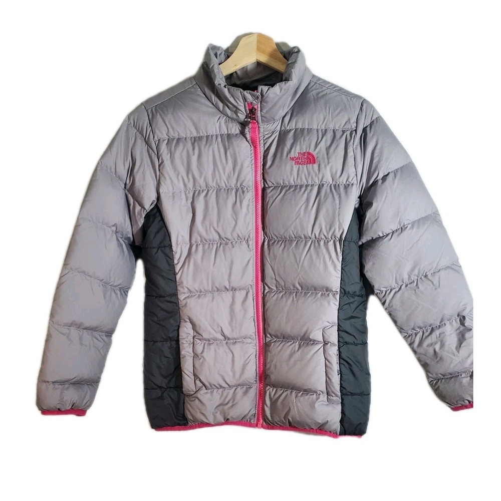 The North Face Girls XS Gray Puffer Jacket check measurements